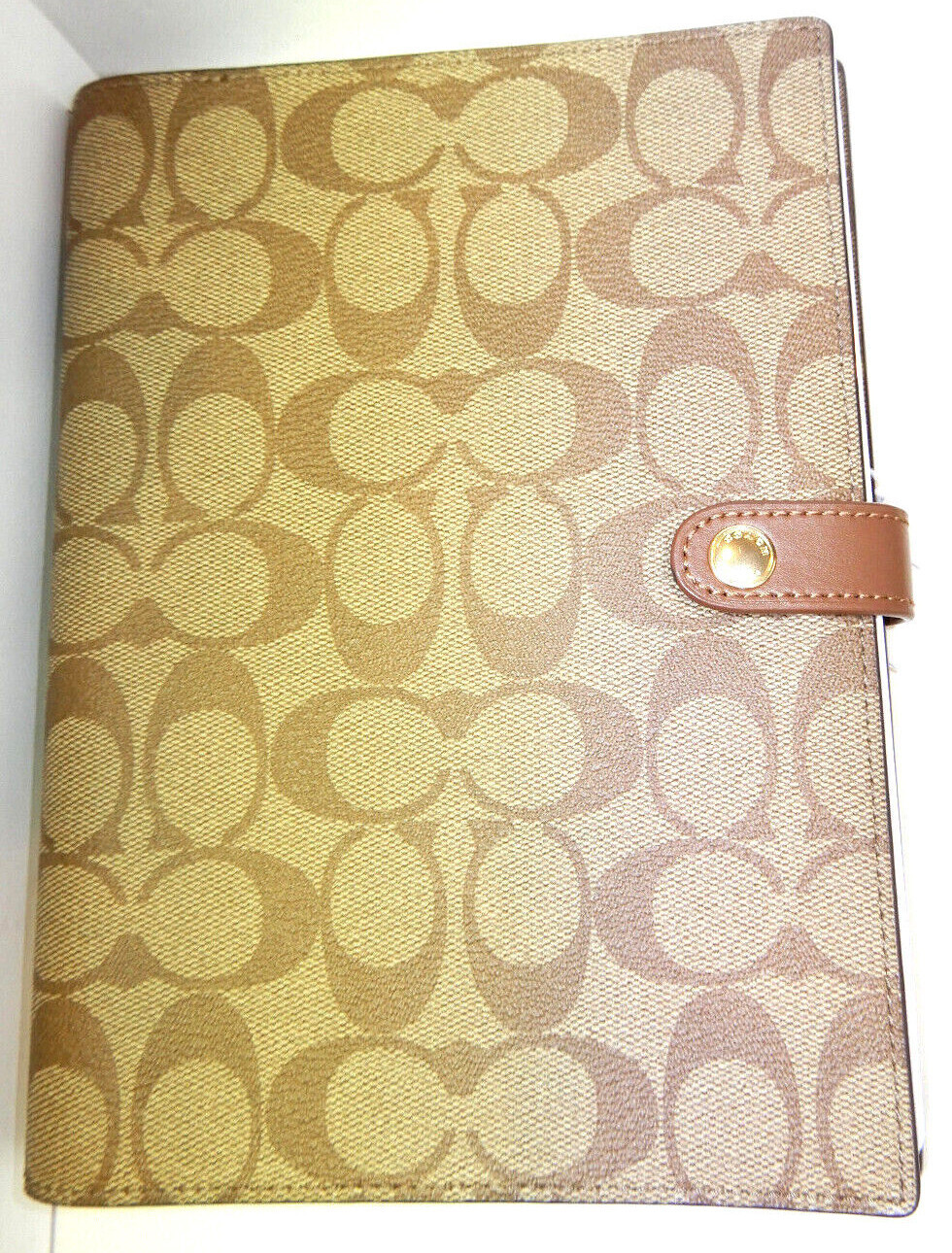 小物 coach turn rock signature book design COACH NOTEBOOK Signature Canvas LOGO PRINT Khaki LEATHER