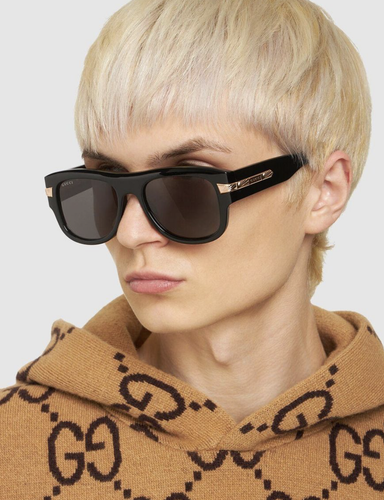 Pre-owned Gucci Gg1517s-001 Black Sunglasses In Gray