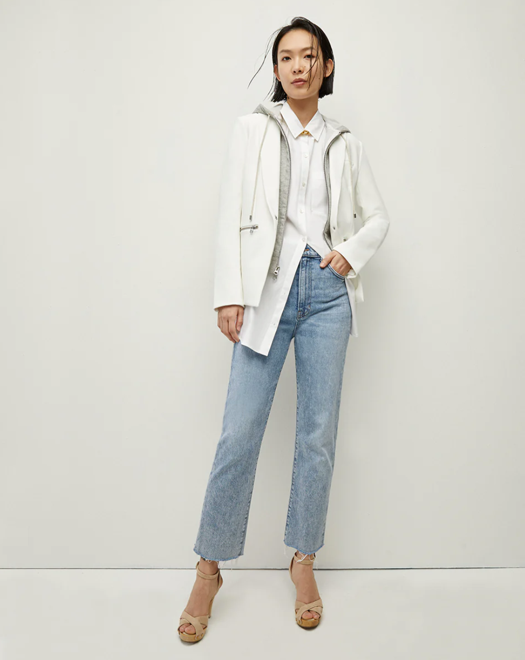 Pre-owned Veronica Beard $645  Iconic Scuba Jacket In Warm White