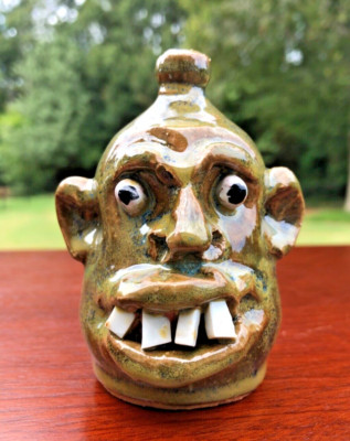 MARVIN BAILEY SIGNED Mini GHOULISH GREEN UGLY FACE JUG MINT CONDITION  ...JUG #1