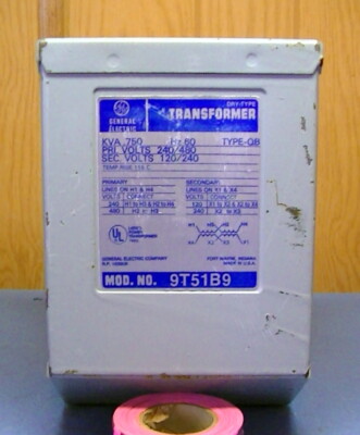 GE TRANSFORMER O.75KVA 9T51B9 PRI. 240/480 SEC.120/240 QB TYPE 1-P DRY TYPE