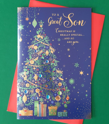 Great Son Christmas Card 9"x6" Man Teenager Nice Words Special Message Verse