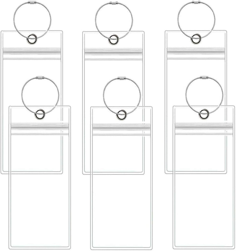 Cruise Luggage Tags, 6 Pack Clear Luggage E-Tags Holders Zip Seal Steel Loops fo