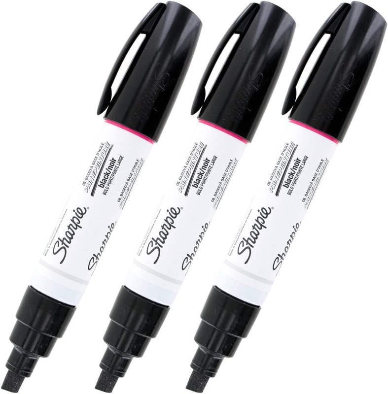 Oil-Based Paint Marker, Bold Point, Black Ink, Pack of 3