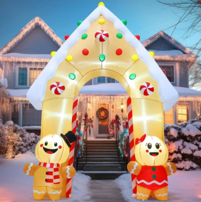 11' Tall Christmas Gingerbread House Archway Yard Decoration Airblown Inflatable