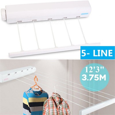 Outdoor Indoor Retractable 5 Line Clothesline Laundry Dryer Clothes Drying...