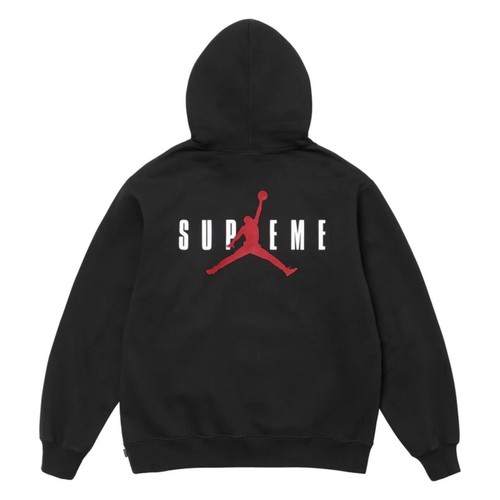 Pre-owned Supreme X Jordan Hooded Sweatshirt Black - Fw24 - Size Medium Confirmed Order