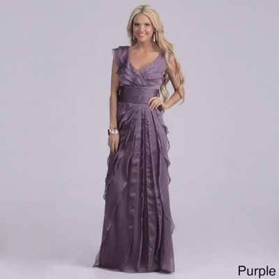 Adrianna Papell Occasions Size 8 Light Purple Tiered Chiffon Ruffle Maxi Dress