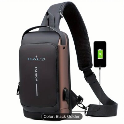 Halo Game Sling Crossbody Backpack with USB, Antitheft, Waterproof U.S Stock