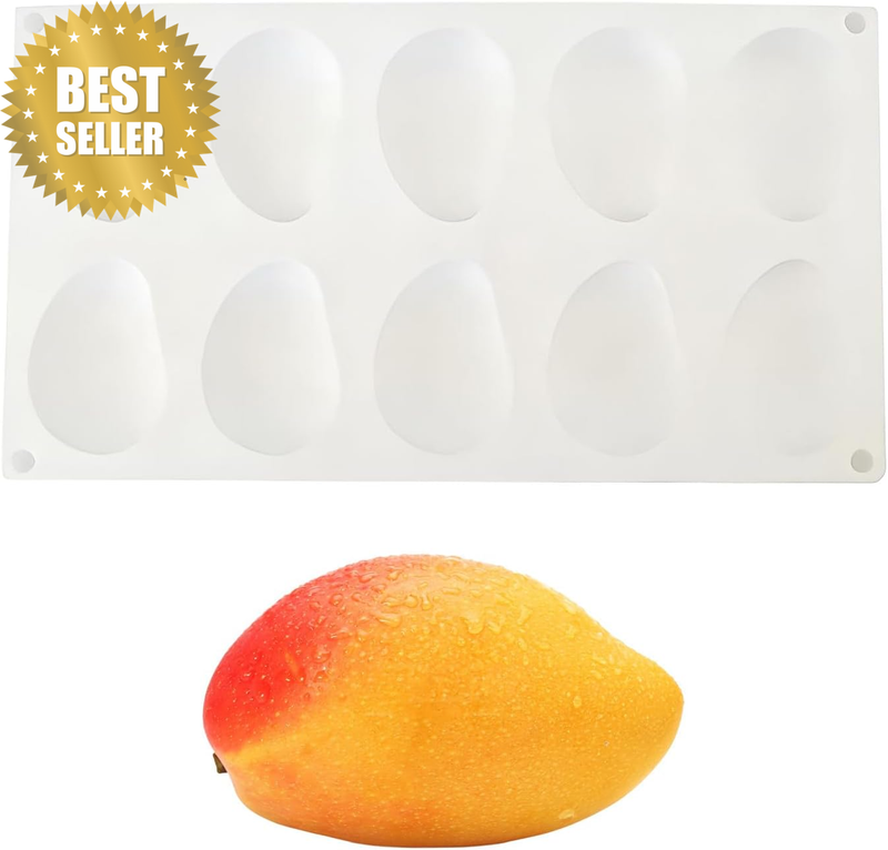 Mango Silicone Mold, 10-Cavity 3D Fruit Shape Baking Mold - Food-Grade Non-Stick