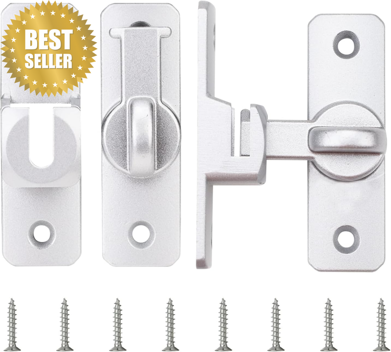 2 Pack Barn Door Latch, 90/180 Degree Sliding Barn Door Lock,  Aluminium Alloy M