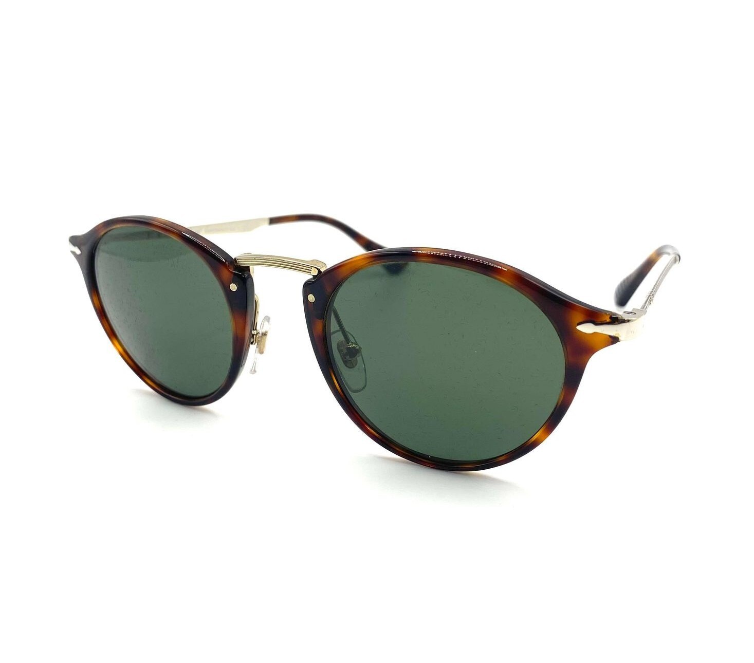 Pre-owned Persol Calligrapher Edition Po3166s Sunglass 24/31 Gold & Havana/green Lens 49mm