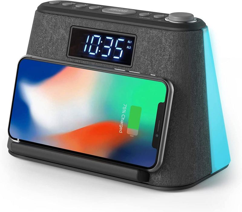 Radio, Bedside Lcd Alarm Clock With Usb Charger & Wireless Q
