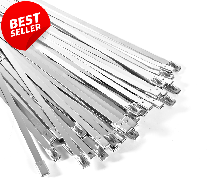 100 Pack Stainless Steel Zip Ties 11.8
