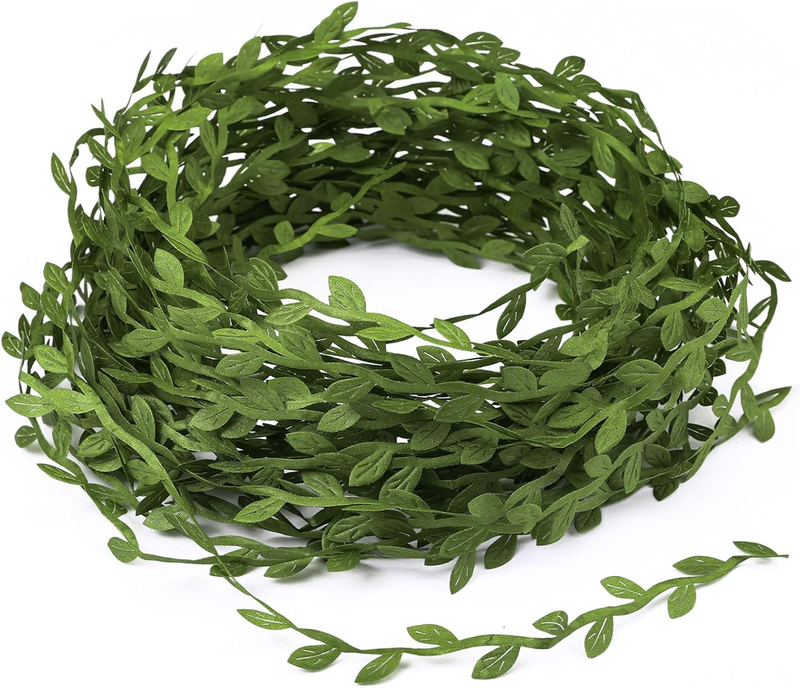 65 Ft Vine Ribbon, Floral Decorations Green Leaf Ribbon Decorative Fake Hanging