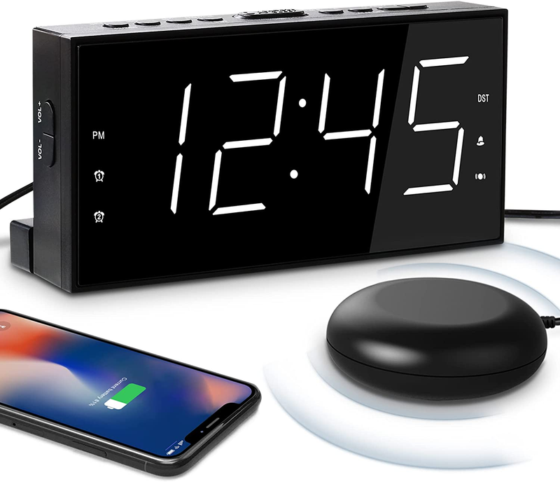 Extra Loud Dual Alarm Clock with Vibration, Deep Sleeper Har