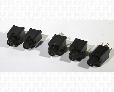 Lot Of 5 Vertical Mount 1/4 Inch 6.5 mm Mono Phone Jacks Plastic Switched NO HW