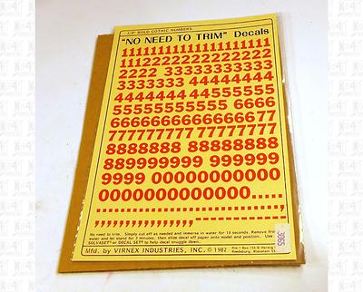 Virnex HO Decals Orange 3/8 Inches Bold Gothic Number Set 3065
