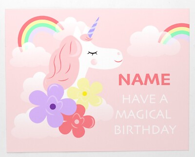 Personalized Customize Name on Magical Unicorn Birthday Card for Girl Daughter