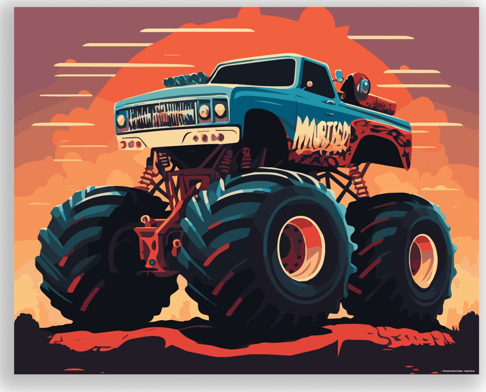 Monster Truck Poster Print Gift Boys Room Kids Grave Digger