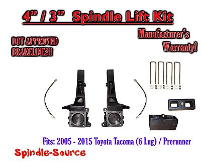 4'' / 3'' Lift Kit + Brakelines, fits 2005 - 2021 Toyota Tacoma 6 Lug / Prerunner