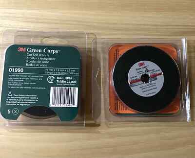 3M 01990 Green Corps 3'' x 1/16'' x 3/8'' Cut-Off Wheel, (Pack of 5)