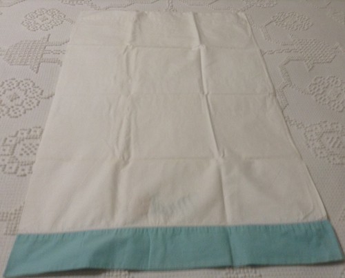 Vintage Cotton Blend 1 Mrs Pillowcase Embroidered Rose Yellow Teal 19 X 30 Chic