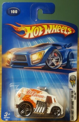 Hot Wheels 2004 First Editions Cool One Ice Cream Drag Truck White 1:64 New