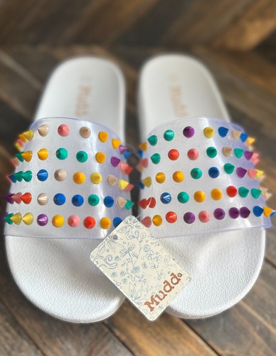 New! Mudd Billie 123-L Flat Slides Slip On Sandal Women 8.5