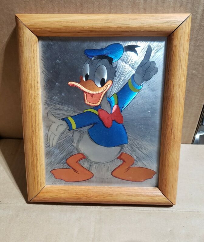 DONALD DUCK FRAMED  GLASS WALT DISNEY PRODUCTIONS PICTURE 10"×12", B2