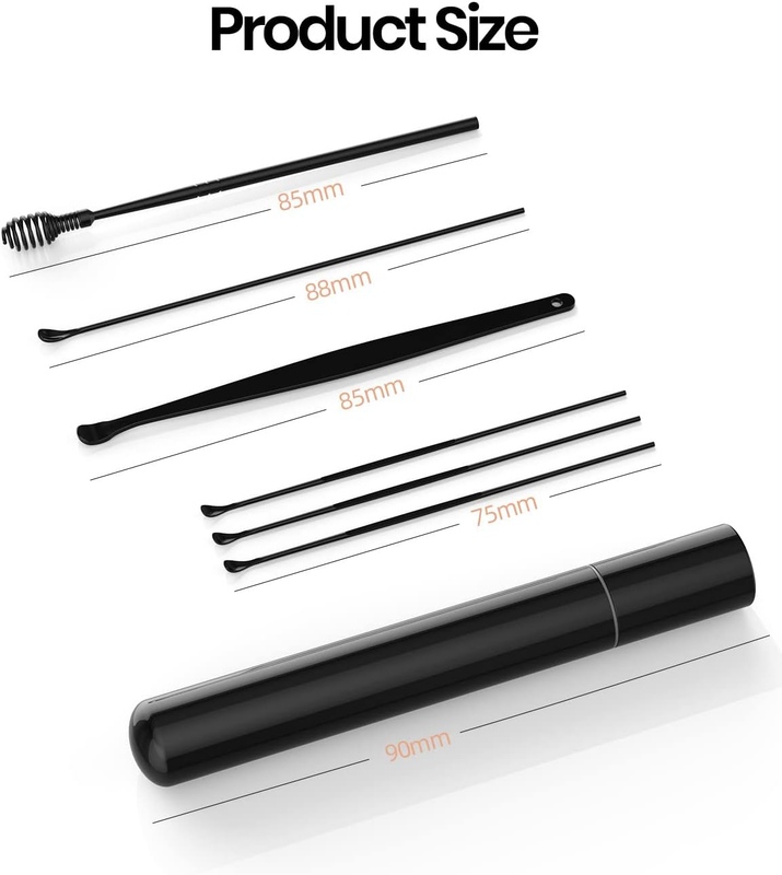 6Pcs Ear Wax Removal Tools Ear Pick Safe Cleaning Set Spiral Spoon Curette Kit