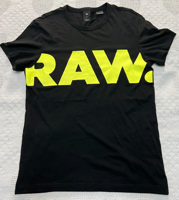 G STAR RAW Just The Product BIG GOLD LOGO LETTERS black t shirt
