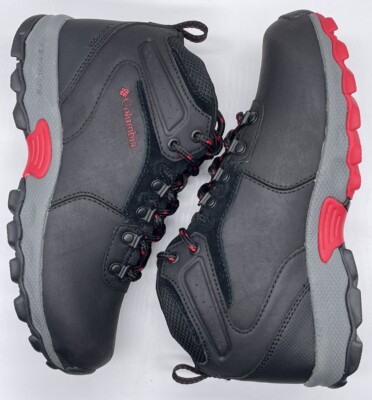 Columbia Youth Newton Ridge Waterproof Boots Black Red BY2852-010 Size 4 NWOB