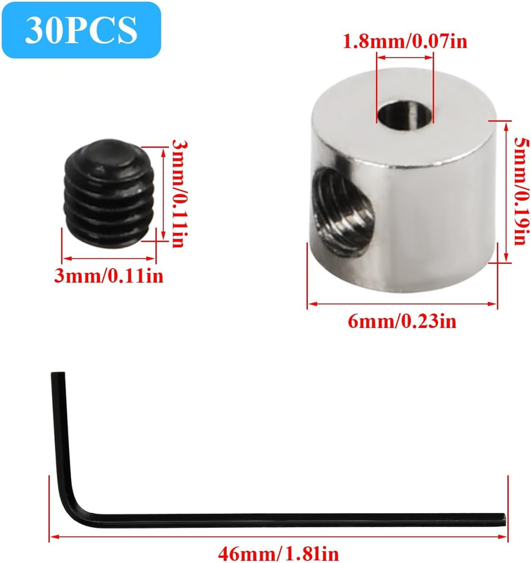 30 Pcs Pin Back Locking, 6 x 5mm Pin Keepers, Metal Pin Locking Backs with Screw