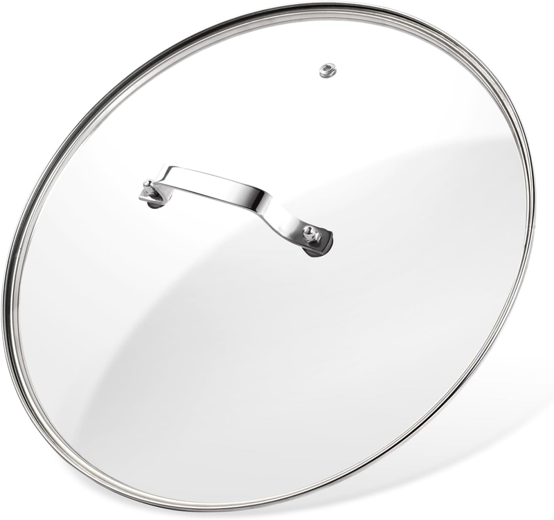 12 Inch Pan Lid - Glass Lid with Stainless Steel Handle for Frying Pan and Pots 
