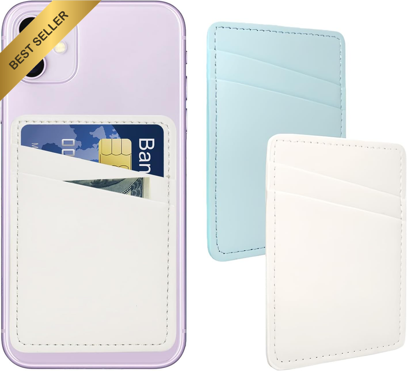 2Pcs Phone Card Holder for Phone Case, Leather Phone Wallet Stick on Credit Card