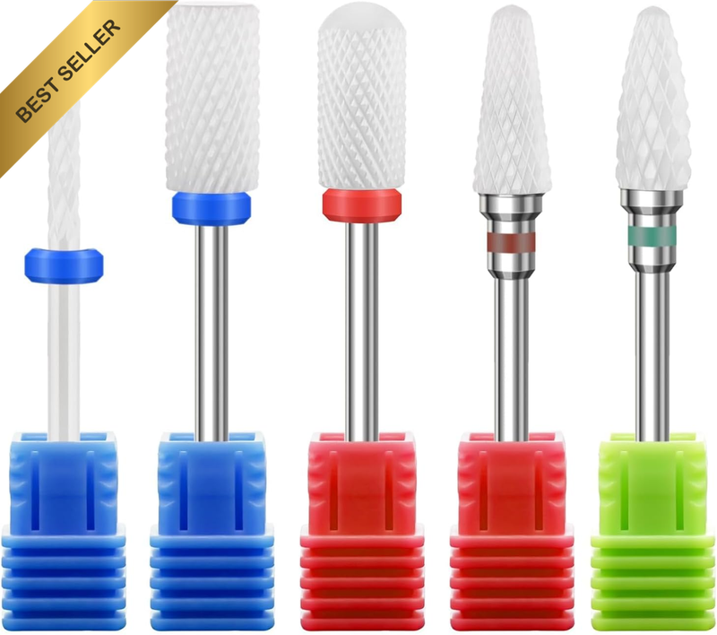 5PCS Ceramic Nail Drill Bits Set, 3/32” Professional E-File Bits for Acrylic & G