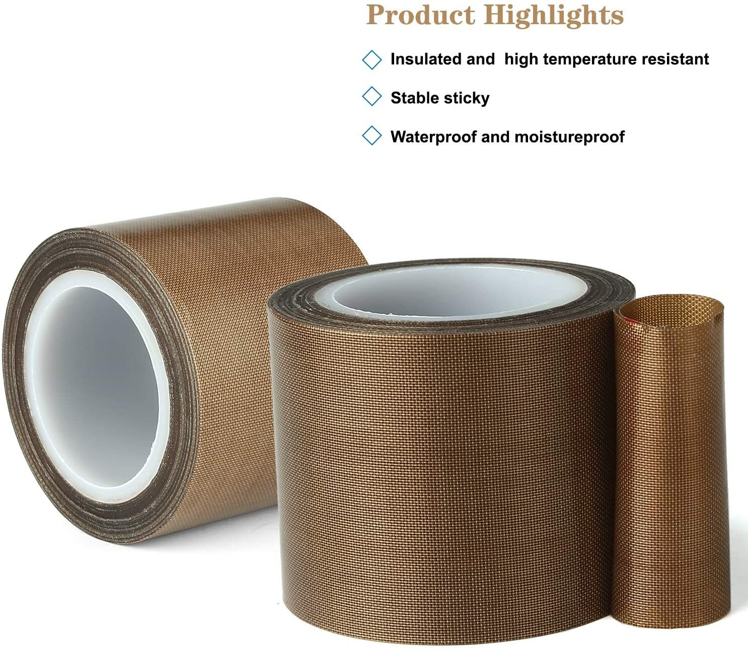 2" x 33ft Teflon Tape PTFE 180um Thicker 70-260°C Adhesive High-Temp Fiberglass