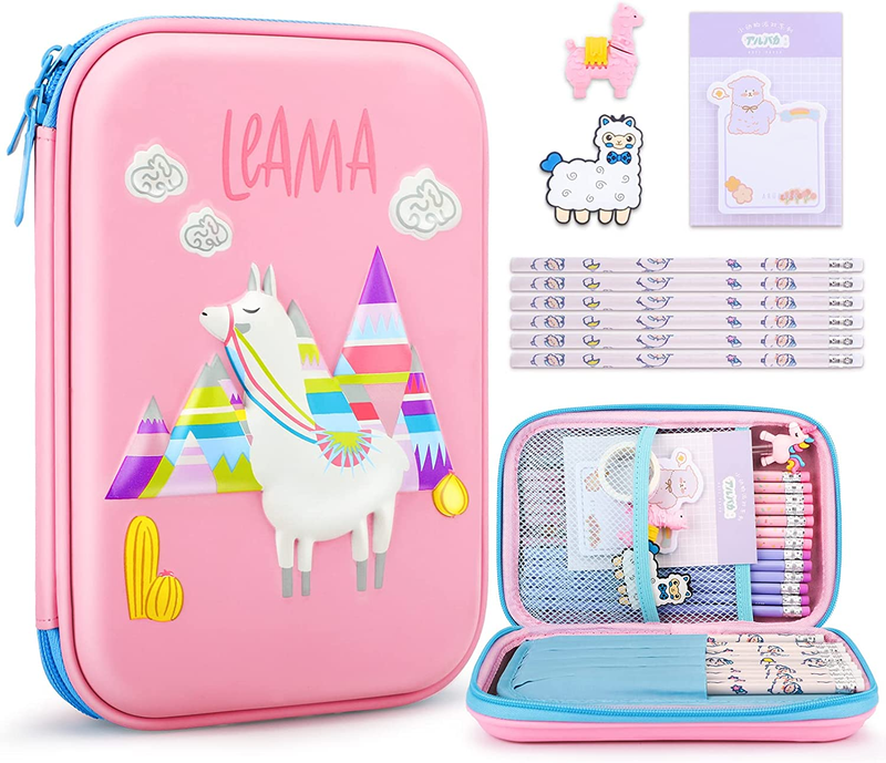 Case For Girls,cute Alpaca Stationary Set For Kids,3d Eva School Large Ca