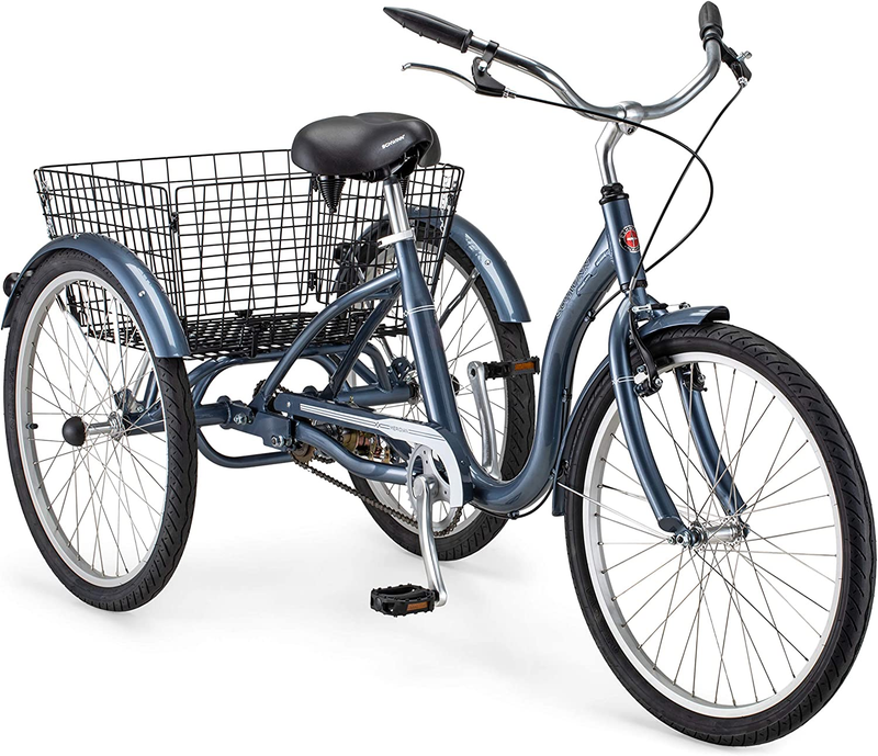 Meridian Adult Tricycle Bike, 24 & 26-Inch 3 Wheels, Low Step-Through Frame, Lar