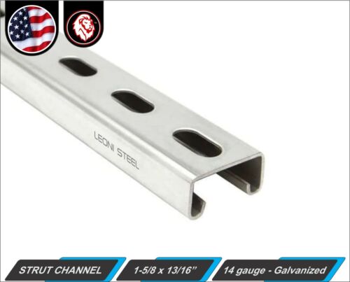 1-5/8" x 13/16" Strut Channel - Galvanized - Slotted - 14 gauge - 72" inch long