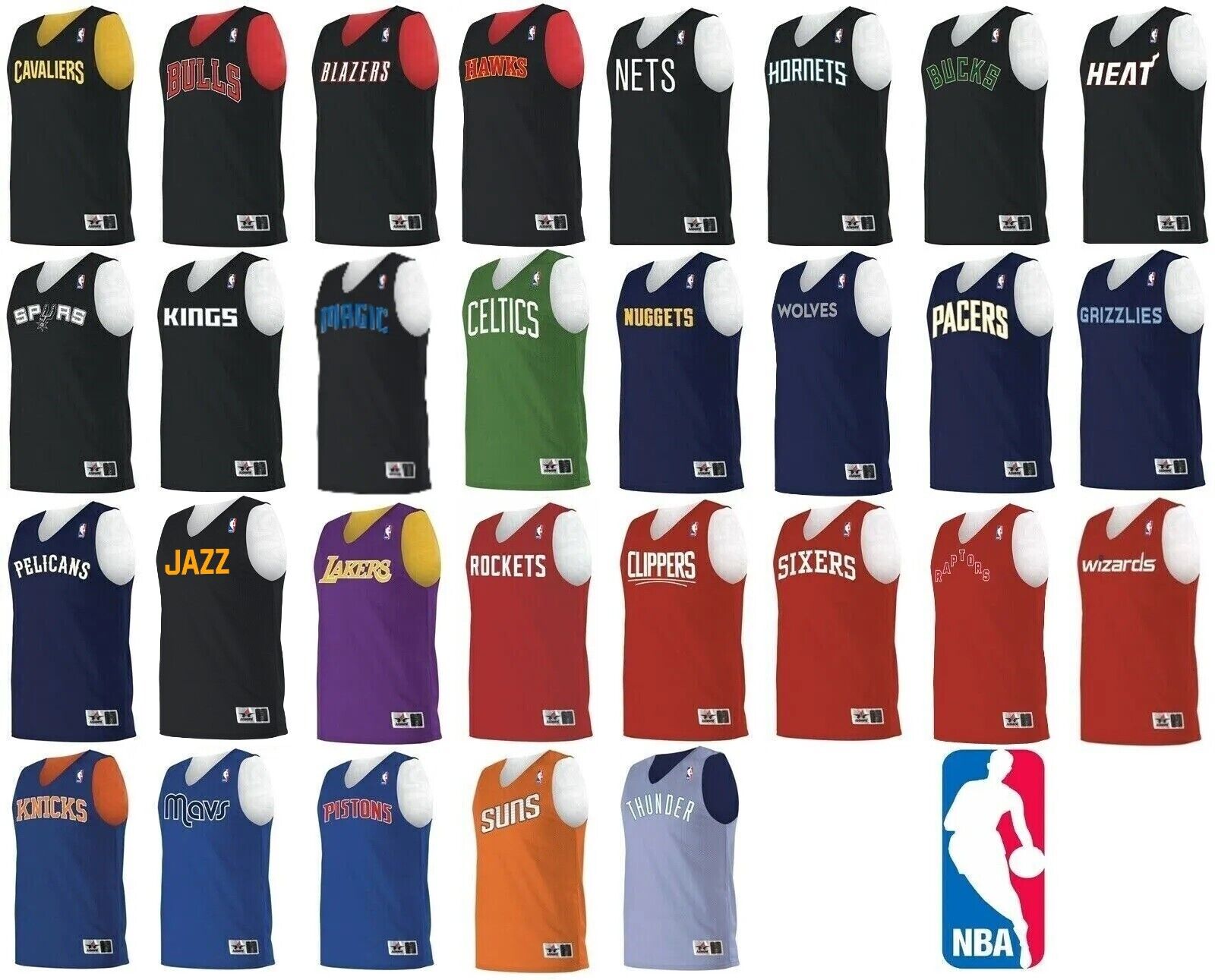 ADULT REVERSIBLE MESH JERSEY, TWO COLOR SLIM SHOULDER w/NBA ADULT REVERSIBLE MESH JERSEY, TWO COLOR SLIM SHOULDER w/NBA
