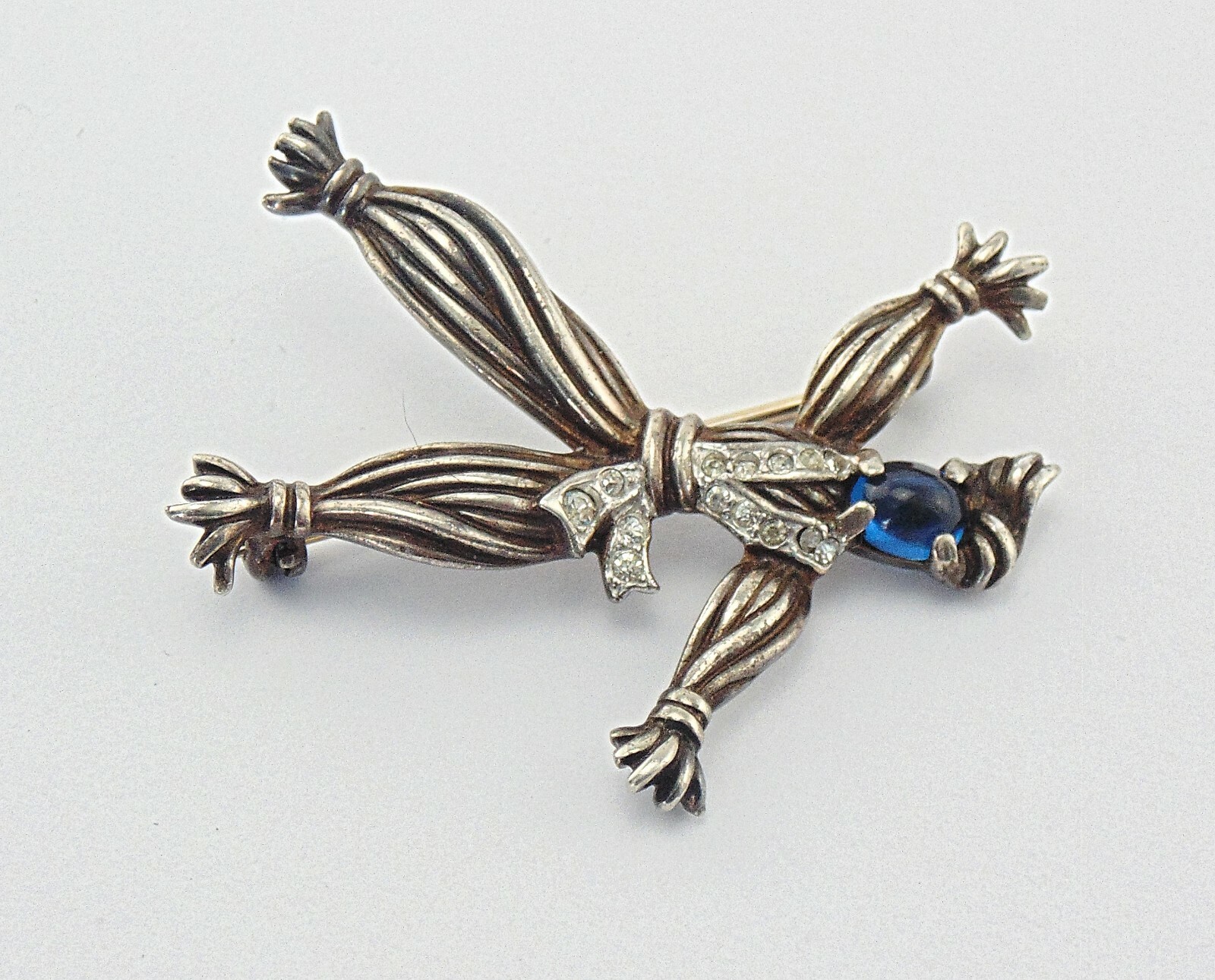 Vintage Signed Trifari Sterling Silver Rhinestone Rintintin Rag Doll Pin Brooch
