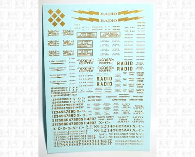 K4 O Scale Decals Caboose Data and Markings Gold