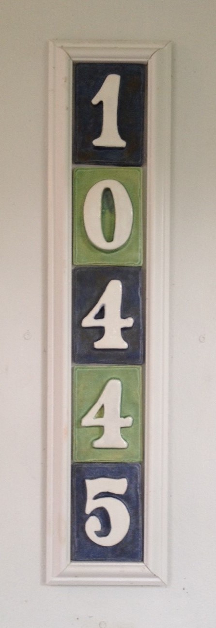 Address numbers for house home, Weatherproof vertical ceramic plaque.Applewood