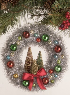 Bethany Lowe Christmas Merry and Bright Tinsel Wreath-retired