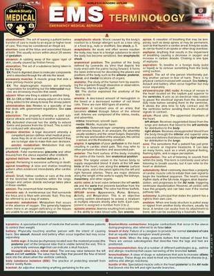 EMS Terminology: A Quickstudy Laminated Reference Guide by Corp Barcharts Inc (E