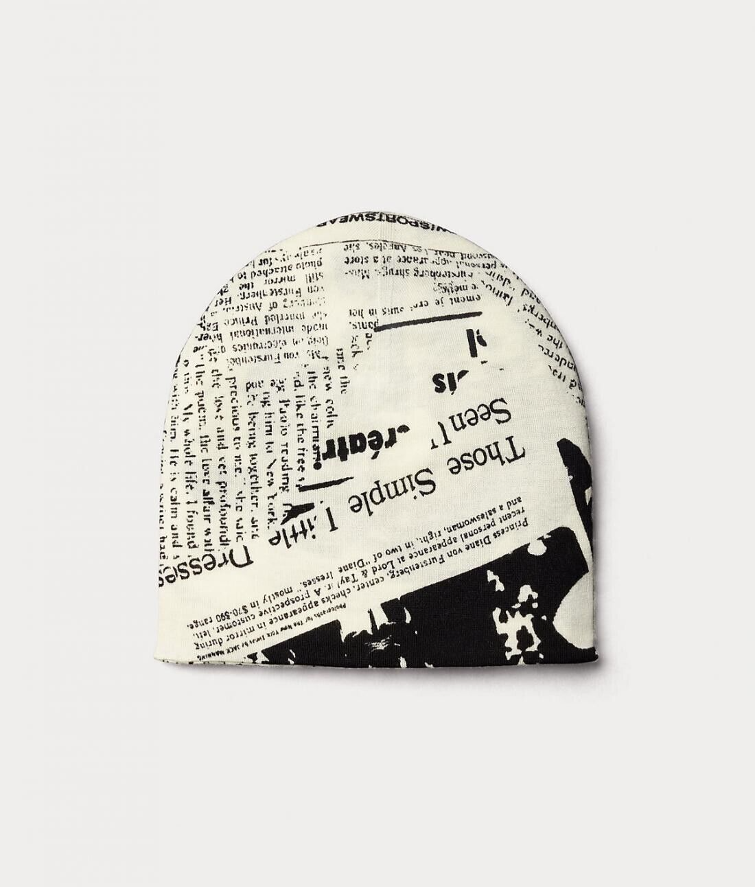 Diane Von Furstenberg DVF Beanie NWOT Newspaper Black White