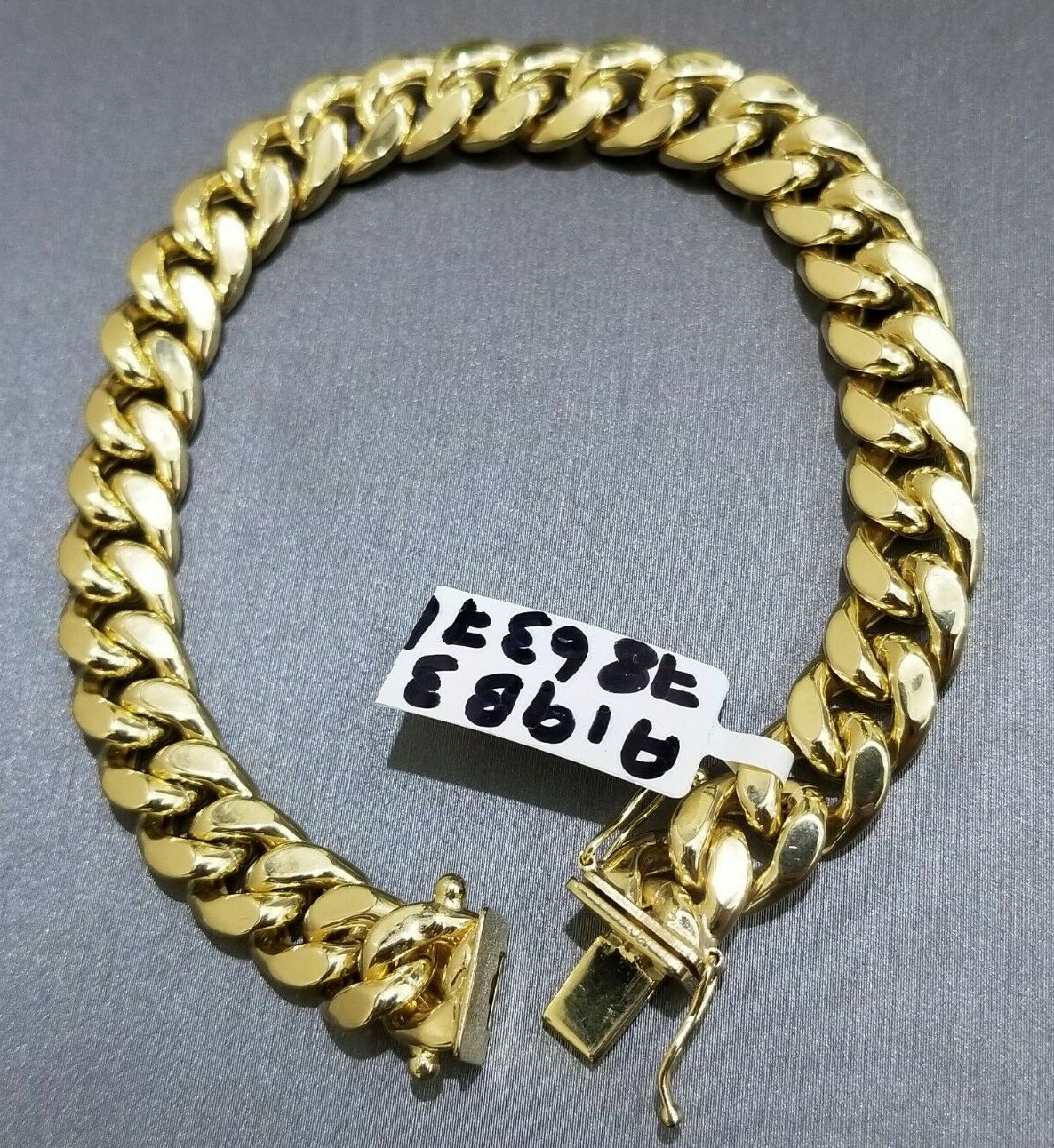 Pre-owned Globalwatches10 Real 10k Yellow Gold Cuban Link Mens Bracelet 7.5" Inch Box Lock 9 Mm 10k