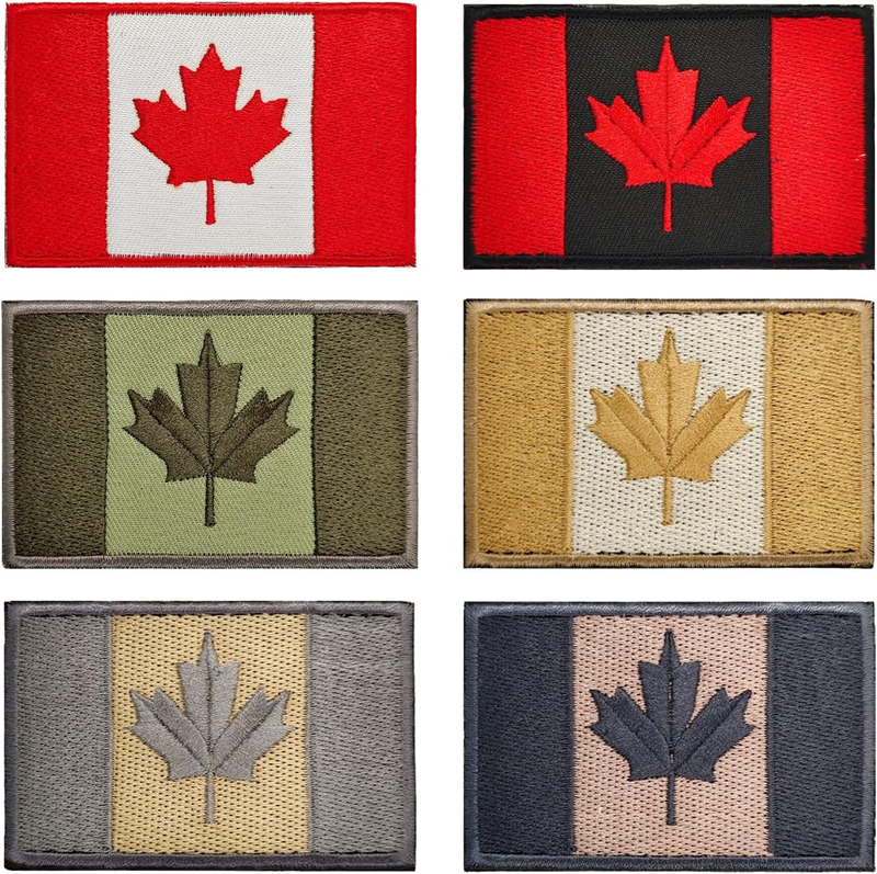 Canada Flag Patch, 6 PCS Canadian Flag Patches Hook Loop Embroidered Sew on Hats